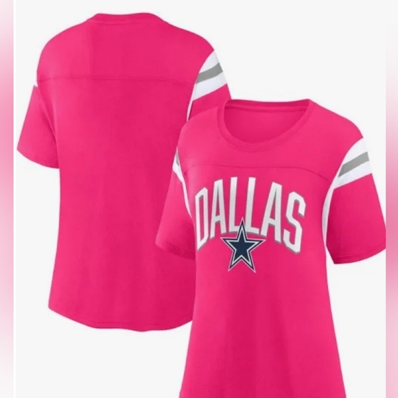 Women's Fanatics Dallas Cowboys Pink Earned Short Sleeve TShirt - Picture 1 of 2